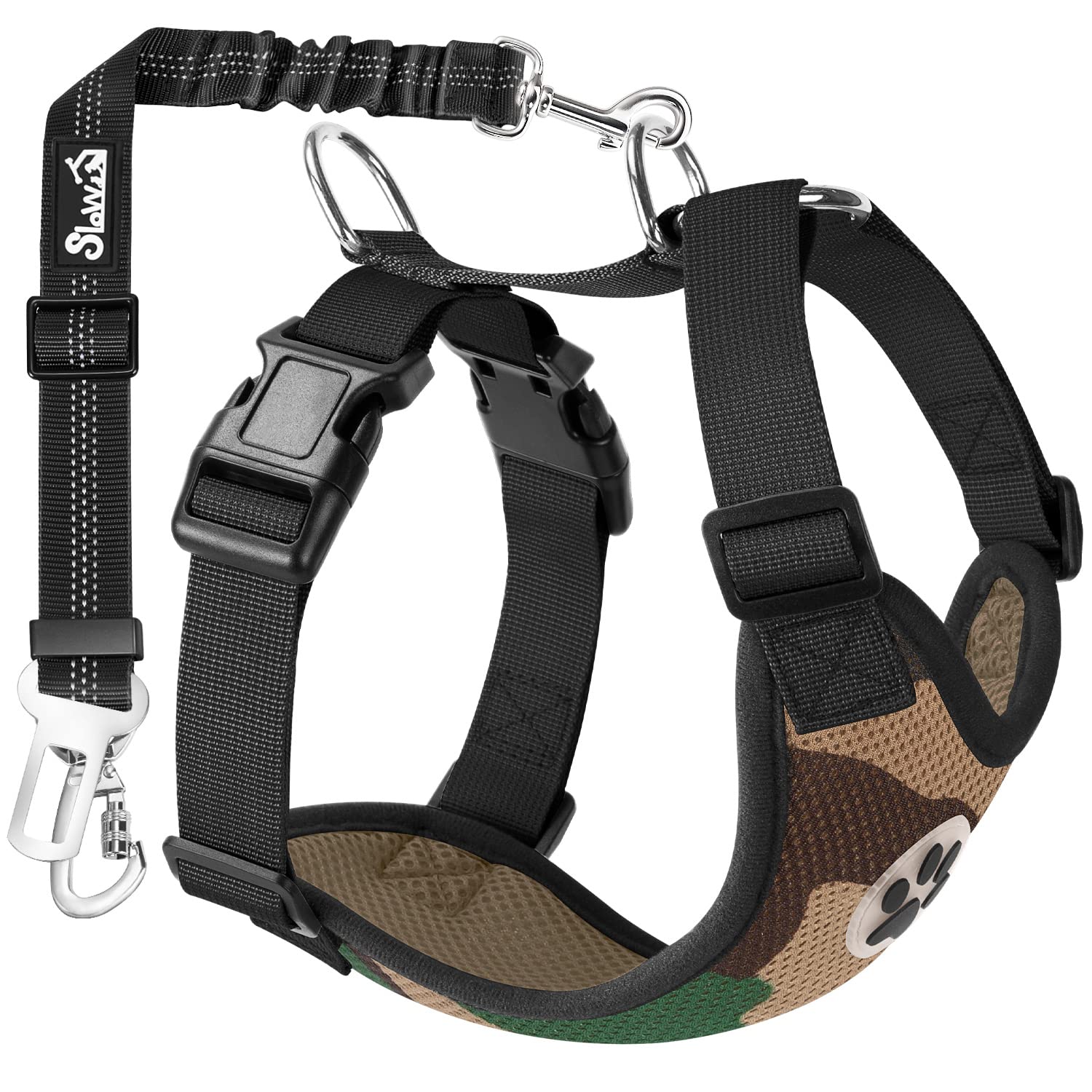 SlowTon Breathable Dog Car Harness and Seat Belt Tether