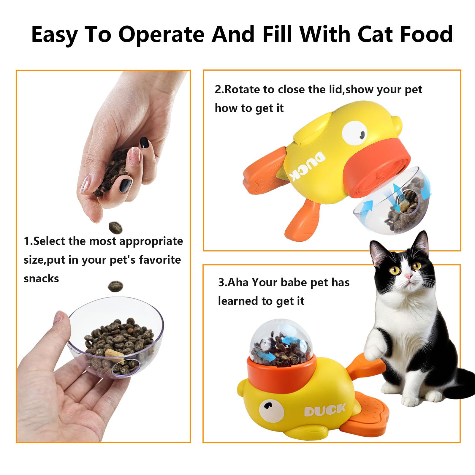 Interactive Duck Treat Puzzle Feeder for Cats and Small Dogs