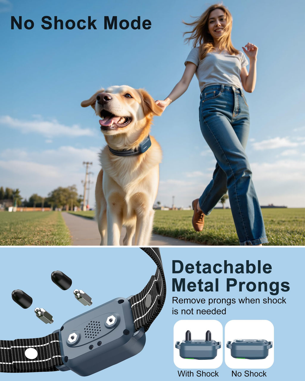 Jugbow Dog Shock Collar - 4500FT Dog Training Collar with Remote, IPX8 Waterproof Electric Dog Collar with 4 Training Modes, Security Lock, Rechargeable eCollar for 10-120lbs Small Medium Large Dogs