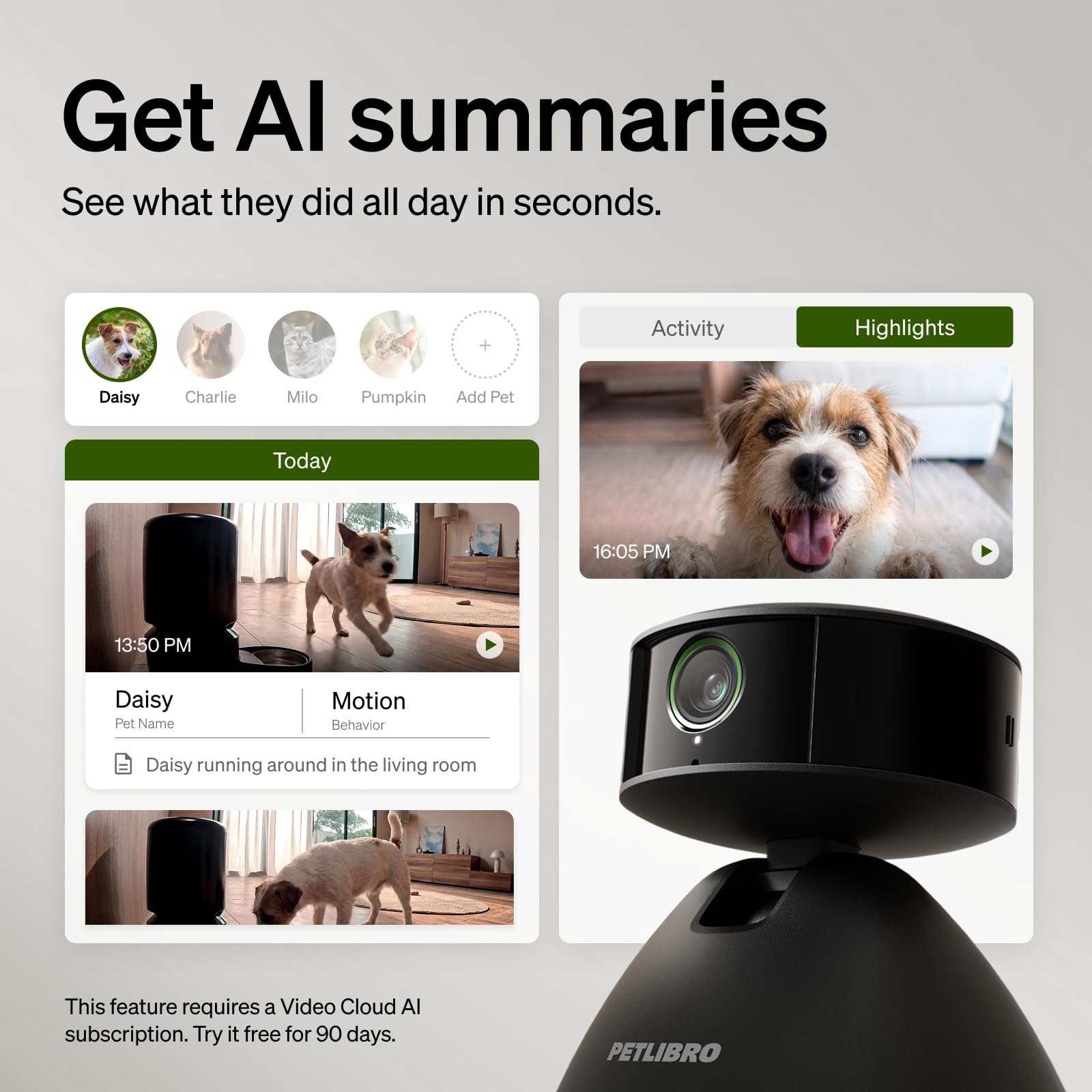 PETLIBRO 360° AI Pet Camera with Multi-Pet Recognition