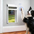 Automatic Dog Door with Doorbell Activation, 2-Flap Electronic Smart Pet Door with Anti-Pinch, No Collar Needed, Aluminum Lockable Weatherproof Telescoping Tunnel for Pets