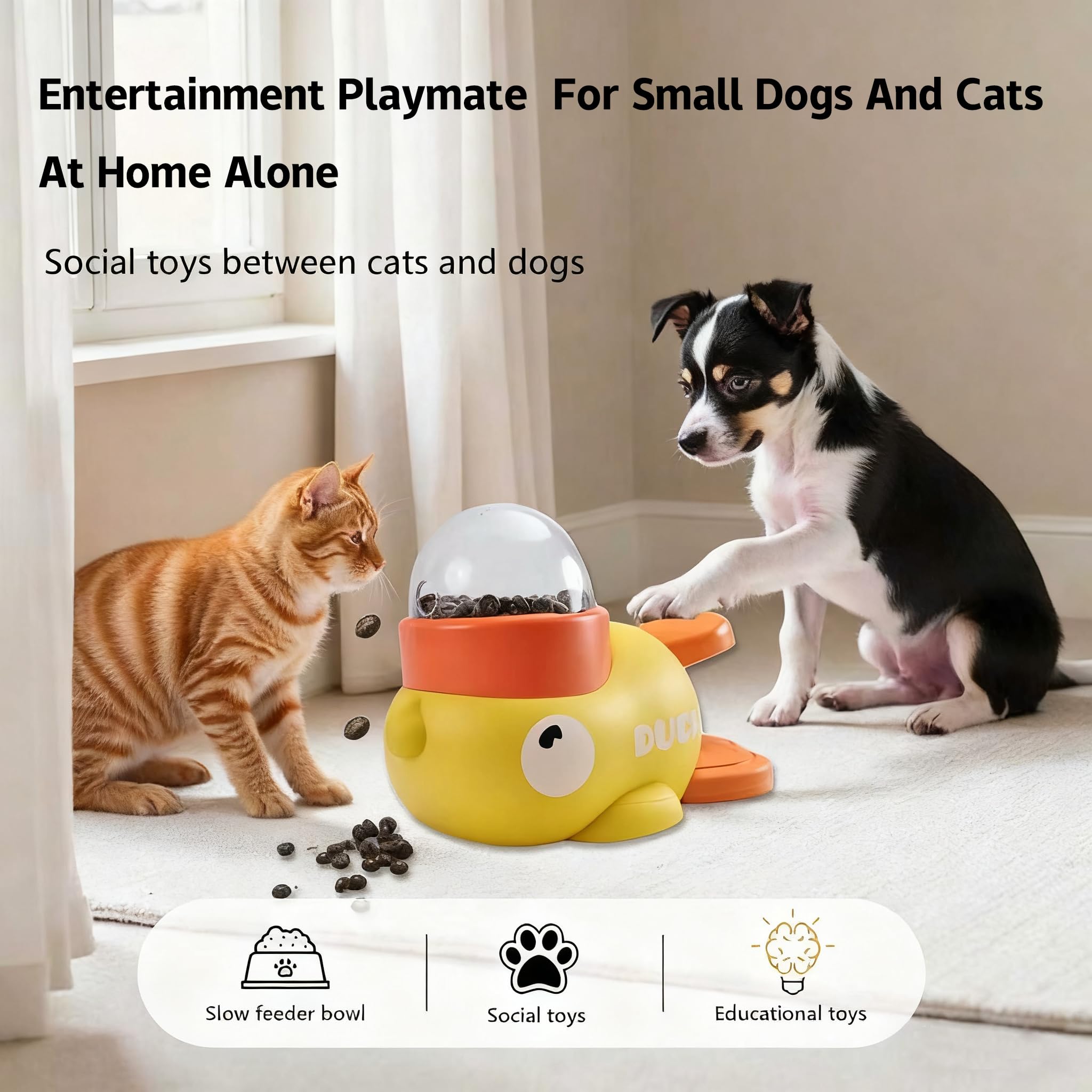 Interactive Duck Treat Puzzle Feeder for Cats and Small Dogs