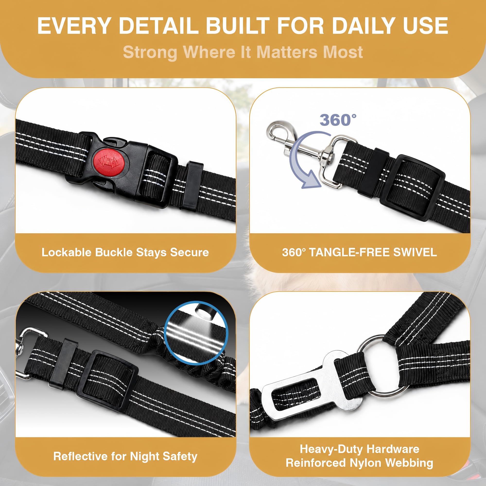 Adjustable Dog Car Seat Belt Safety Tether