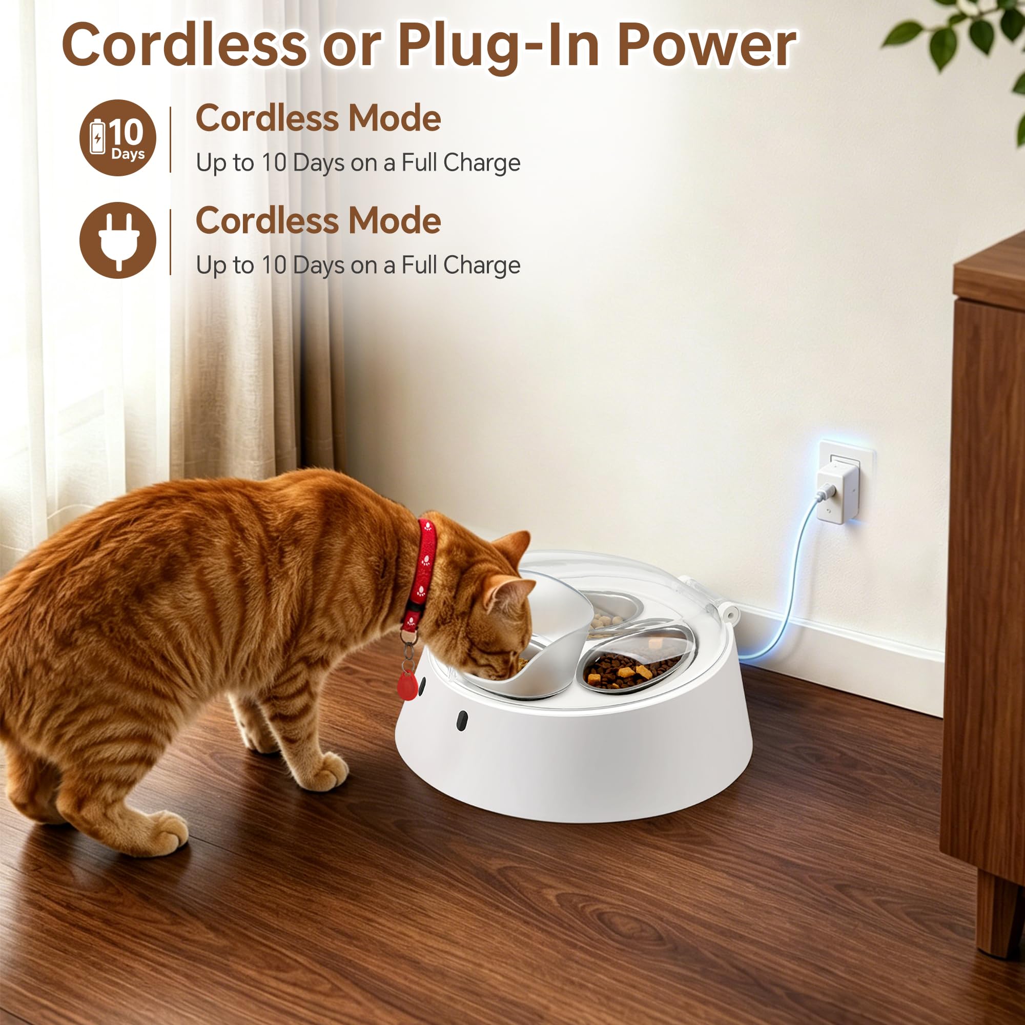 Adolug RFID Automatic Cat Feeder for Multi-Pet Households, Selective Microchip Pet Feeder with 3 Stainless Bowls (1 Public, 2 Hidden), Prevents Food Stealing, Special Diet Dispenser, Dual Power