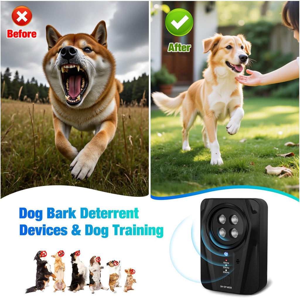 Queenmew Dog Bark Deterrent Devices, 3 Modes Ultrasonic Anti Barking Device for Dogs, Rechargble Barking Control Devices, Effective Stop Bark Box for Dog Training in Outdoor & Indoor
