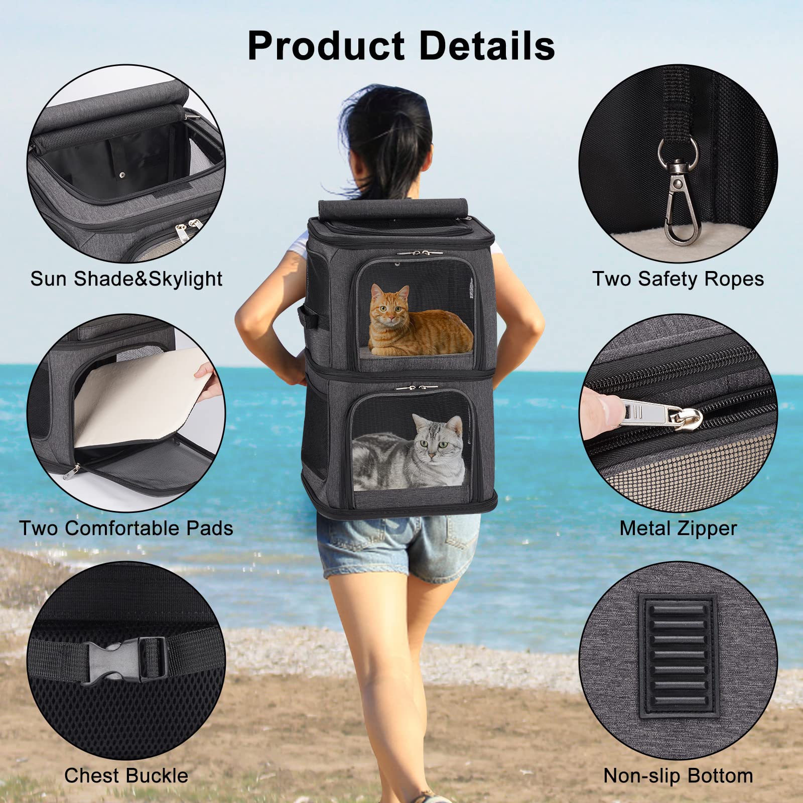 VOISTINO 2-in-1 Double Pet Carrier Backpack