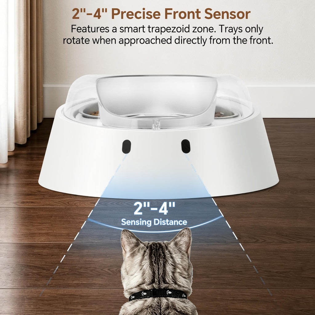 Adolug RFID Automatic Cat Feeder for Multi-Pet Households, Selective Microchip Pet Feeder with 3 Stainless Bowls (1 Public, 2 Hidden), Prevents Food Stealing, Special Diet Dispenser, Dual Power