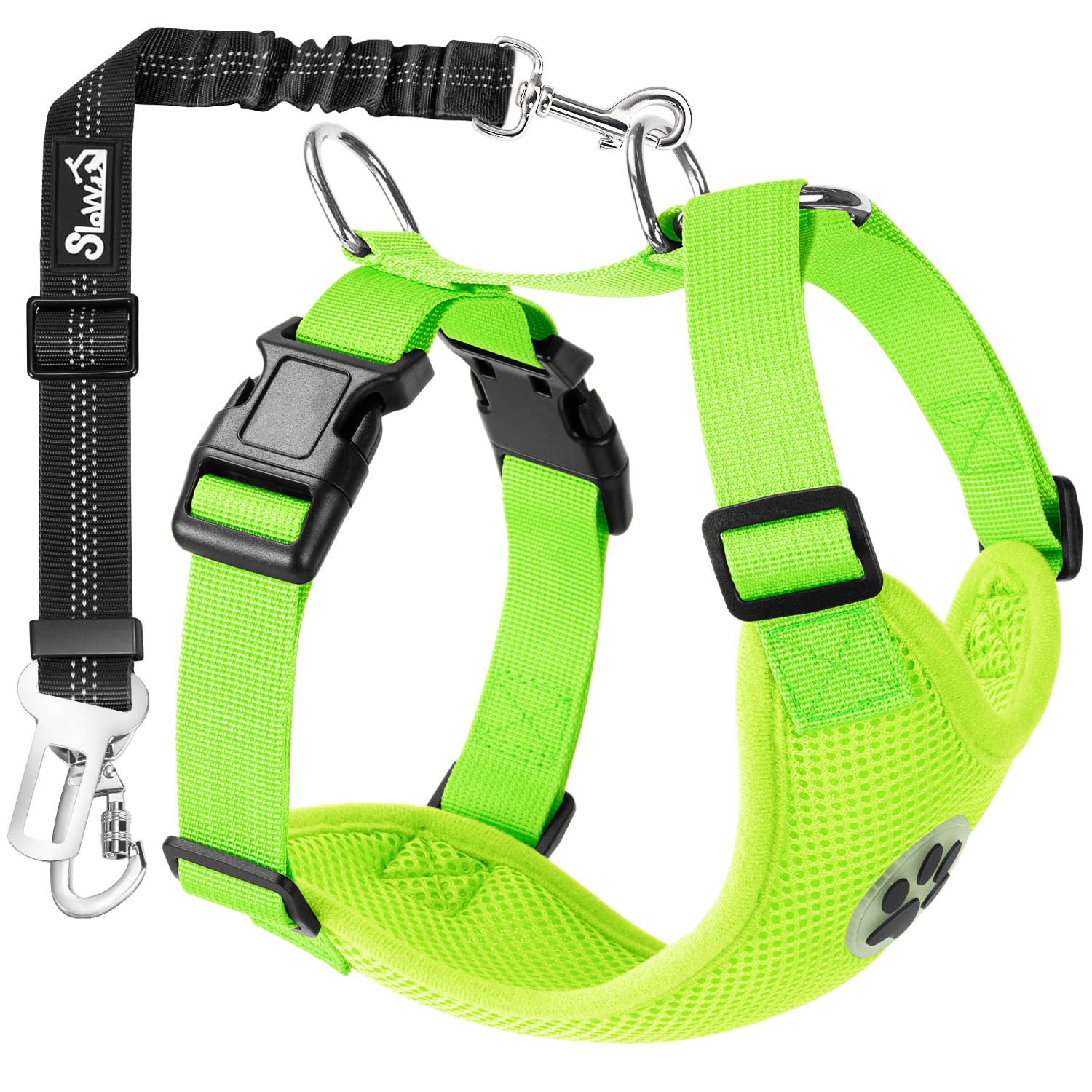 SlowTon Breathable Dog Car Harness and Seat Belt Tether