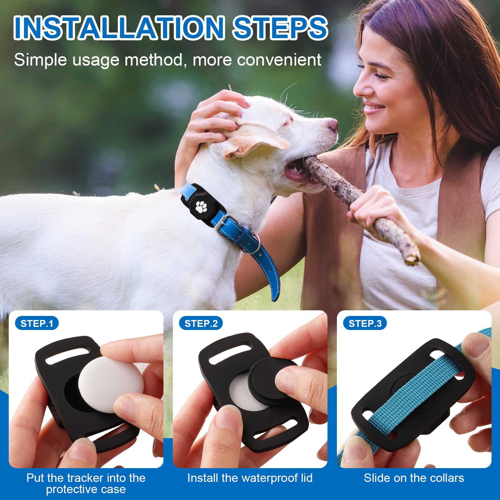Smart Pet Tracker for Collar - Dog Trackers Pet Location Tracker with Holder