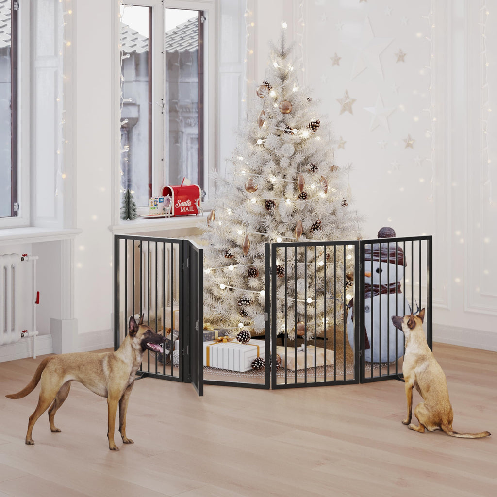 Vantas Folding No-Assembly Metal Pet Gate 24" Wide, 30" Tall Dog Gate, Freestanding Wire Pet Gate Dog Door