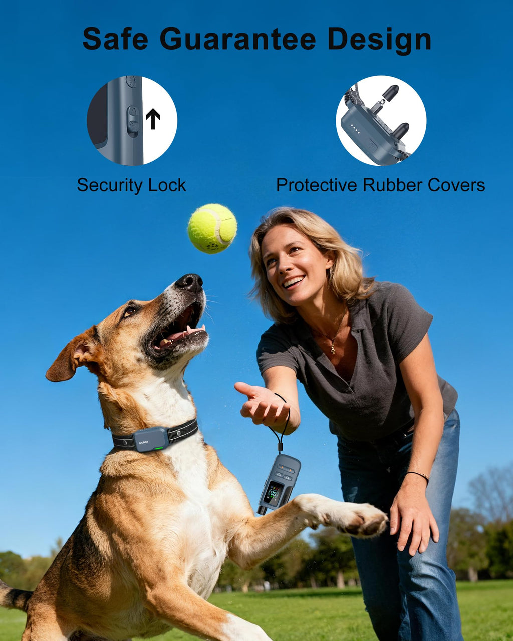 Jugbow Dog Shock Collar - 4500FT Dog Training Collar with Remote, IPX8 Waterproof Electric Dog Collar with 4 Training Modes, Security Lock, Rechargeable eCollar for 10-120lbs Small Medium Large Dogs