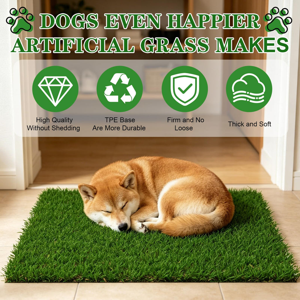 Waxgamo Portable Dog Potty with Tray & Splash Guard, Foldable Indoor Dog Litter Box with Artificial Grass, No Assembly Dog Potty Grass Pad for Male Dogs, Puppy & Small Pets, Easy Clean Dog Bathroom