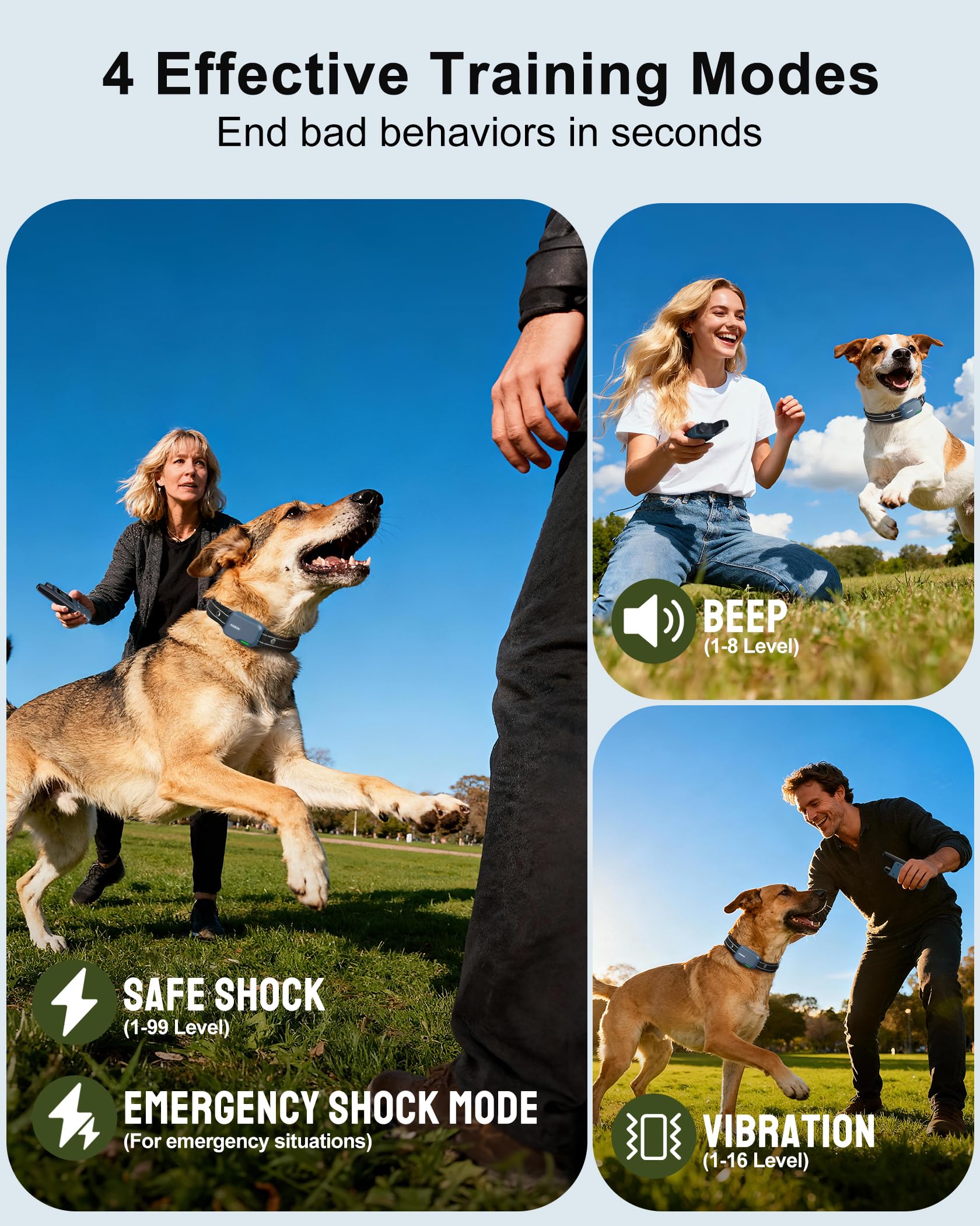 Jugbow Dog Shock Collar - 4500FT Dog Training Collar with Remote, IPX8 Waterproof Electric Dog Collar with 4 Training Modes, Security Lock, Rechargeable eCollar for 10-120lbs Small Medium Large Dogs
