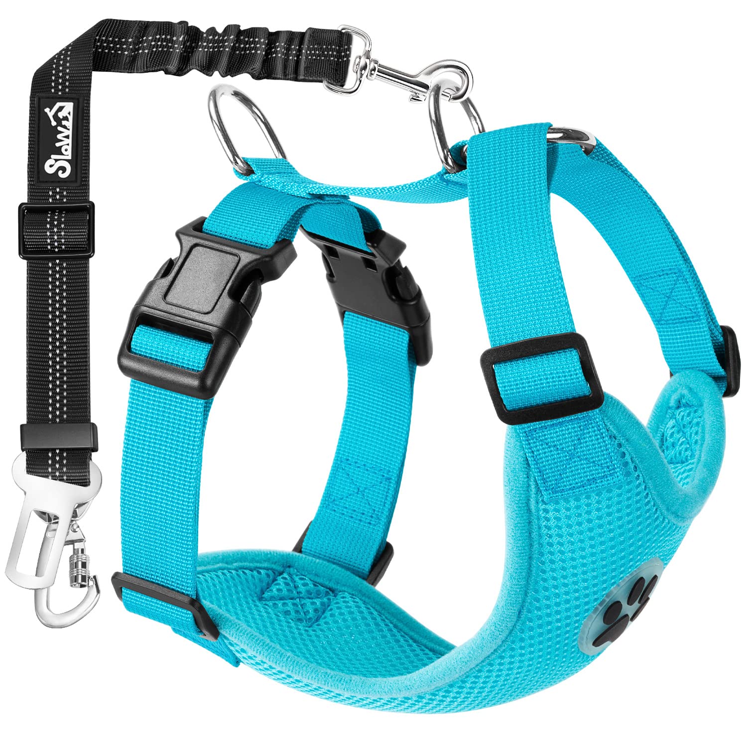 SlowTon Breathable Dog Car Harness and Seat Belt Tether