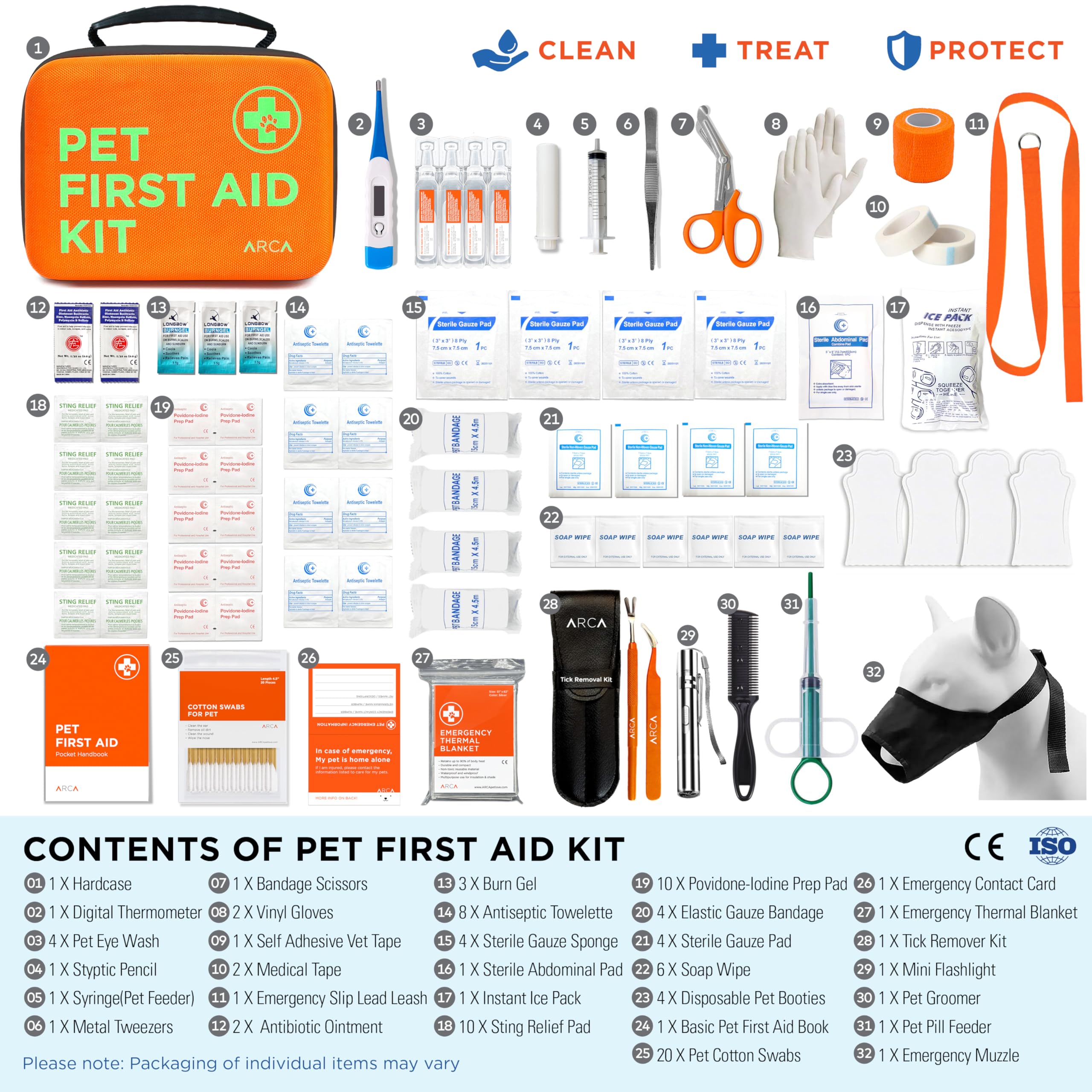 ARCA PET Cat & Dog First Aid Kit for Home and Travel